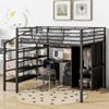 HZXINKEDZSW Full Size Metal Loft Bed with Table Set and Wardrobe,Modern Multifunctional Metal Loft Bed Frame with Storage Stairs and Drawers for Kids Teens Boys Girls Bedroom Use (Black, Full) view 1