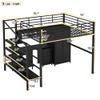 HZXINKEDZSW Full Size Metal Loft Bed with Table Set and Wardrobe,Modern Multifunctional Metal Loft Bed Frame with Storage Stairs and Drawers for Kids Teens Boys Girls Bedroom Use (Black, Full) view 2