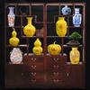 SGeneE Chinoiserie Jingdezhen Yellow Vase Large Flower Arrangement Dry Flower Living Room TV Cabinet Porch Decoration with Base (C) view 3
