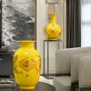 SGeneE Chinoiserie Jingdezhen Yellow Vase Large Flower Arrangement Dry Flower Living Room TV Cabinet Porch Decoration with Base (C) view 4