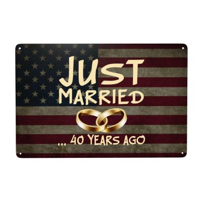 40 Year Wedding Anniversary Him Her Just Married 40 Years 8 X 12 In Wall Dcor Mental Sign Bar Decoration Indoor Outdoor Yard Gifts8