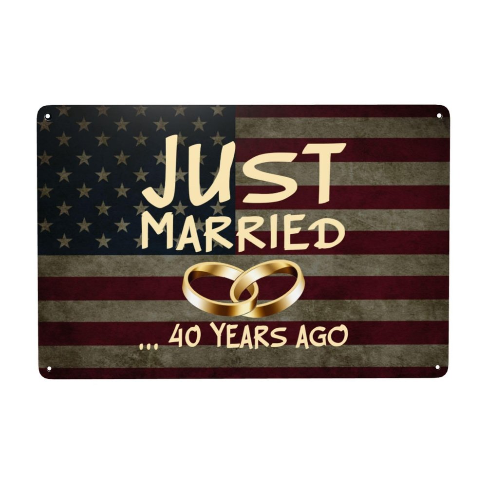 40 Year Wedding Anniversary Him Her Just Married 40 Years 8 X 12 In Wall Dcor Mental Sign Bar Decoration Indoor Outdoor Yard Gifts8