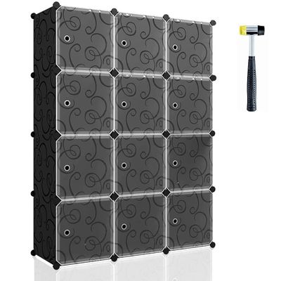 Bookshelf Versatile Plastic Bookcase with Door for Kids' Rooms | Modern, Modular Design | Available Bookshelf with Door Free Combination, Black