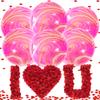 KatchOn, Big 22 Inch Pink Marble Balloons - Pack of 1006 | Artificial Red Rose Petals | Agate Pink Mylar Balloons, Pink Party Decorations | Gender Reveal Decor | Rose Petals for Wedding Aisle Decor view 1