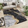 8x10 Large Area Rugs Black Gray Abstract Marble Texture Rugs for Living Room, Golden Stroke Crack Splicing Nursery Rug with Under Rug Non Slip Tape for Bedroom Kids Room view 2