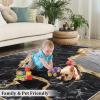 8x10 Large Area Rugs Black Gray Abstract Marble Texture Rugs for Living Room, Golden Stroke Crack Splicing Nursery Rug with Under Rug Non Slip Tape for Bedroom Kids Room view 4