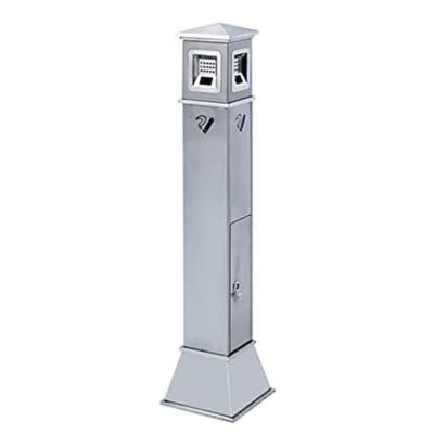 RWGOVLU Outdoor Trash Can Ashtray Outdoor Trash Can Stainless Steel Trash Bins Column Vertical Ashtray Outdoor Waste Bins Corridor Garbage Can