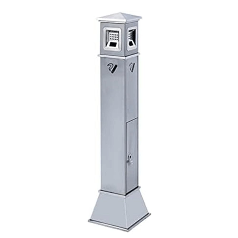 RWGOVLU Outdoor Trash Can Ashtray Outdoor Trash Can Stainless Steel Trash Bins Column Vertical Ashtray Outdoor Waste Bins Corridor Garbage Can