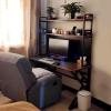 GFFQLXHT 39.3in Gaming Desk with Bookshelf Combo, Computer Desk with Pegboard, Large Writing Table with Desktop Shelves, Ample Leg Room, for Home Office (Brown, 39.3in) view 3