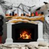 Abstract Mantel Scarf for Fireplace 60 x17 Inch Modern Geometric Ombre Orange Gray Ocean Wave Stripe Fireplace Mantle Scarves Mantel Cover Runner for Home Living Room Holiday Party Decorations view 3
