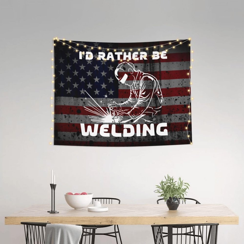 Qauirfe I'D Rather Be Welding Tapestry 29x37in Wall Hanging For Bedroom Aesthetic