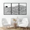DecoSoul Mountain Metal Wall Art Set of 3, Mountain Range View, Outdoor Nature Decoration Line Wall Art, Extra Large Wall Art, Nature and Forest Decoration, (19.7 x 13 / 50 x 33 cm (Each Pieces)) view 1