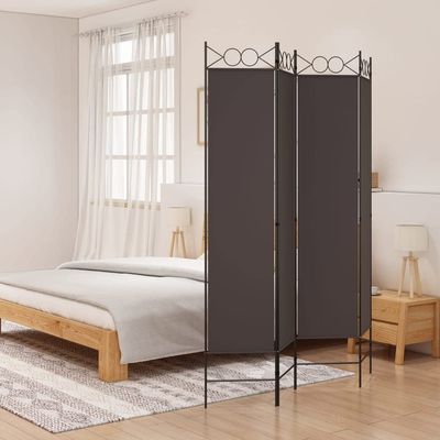 ANYCHOLE 4-Panel Room Divider Brown 63"x78.7" Fabric,Spacious Room Divider with 4 Panels for Privacy and Sun Block in Brown Dividers for Bedroom, Divider Furniture