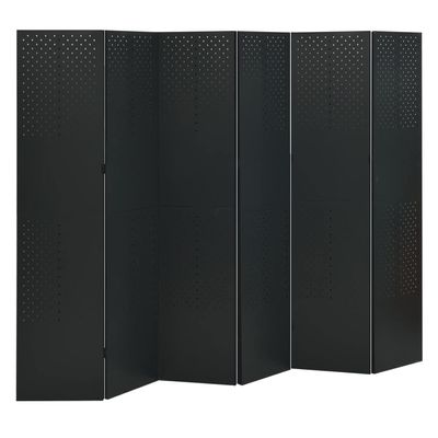 6-Panel Room Divider Black 94.5"x70.9" Steel,Complimentarystanding Room Divider Panel for Privacy and Room Decoration Durable Steel Construction, 94.5" x 70.9" Black Dividers for Bedroom, Divider Furn