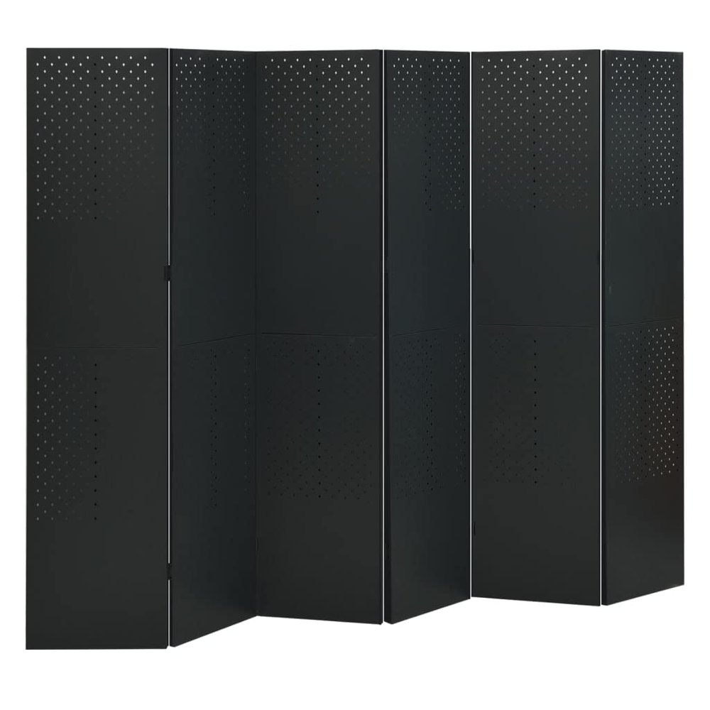 6-Panel Room Divider Black 94.5"x70.9" Steel,Complimentarystanding Room Divider Panel for Privacy and Room Decoration Durable Steel Construction, 94.5" x 70.9" Black Dividers for Bedroom, Divider Furn