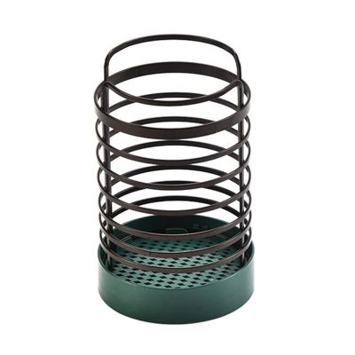 Cutlery Holder Stand Kitchen Utensil Holder for Countertop, Iron Wire Utensil Drying Caddy Crock with Plastic Base, Metal Cooking Utensil Holder Utensil Organizer Kitchen Utensil Holder(Green)