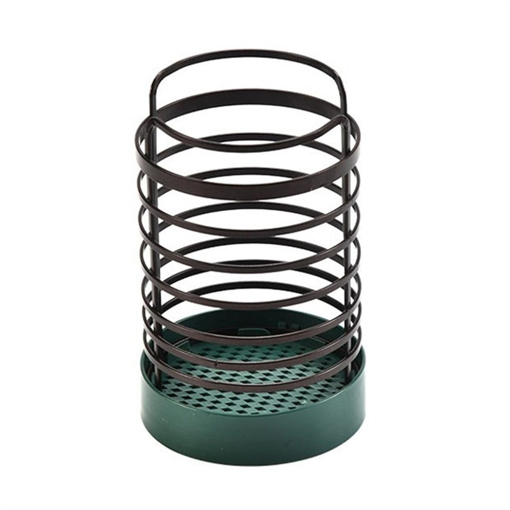 Cutlery Holder Stand Kitchen Utensil Holder for Countertop, Iron Wire Utensil Drying Caddy Crock with Plastic Base, Metal Cooking Utensil Holder Utensil Organizer Kitchen Utensil Holder(Green)