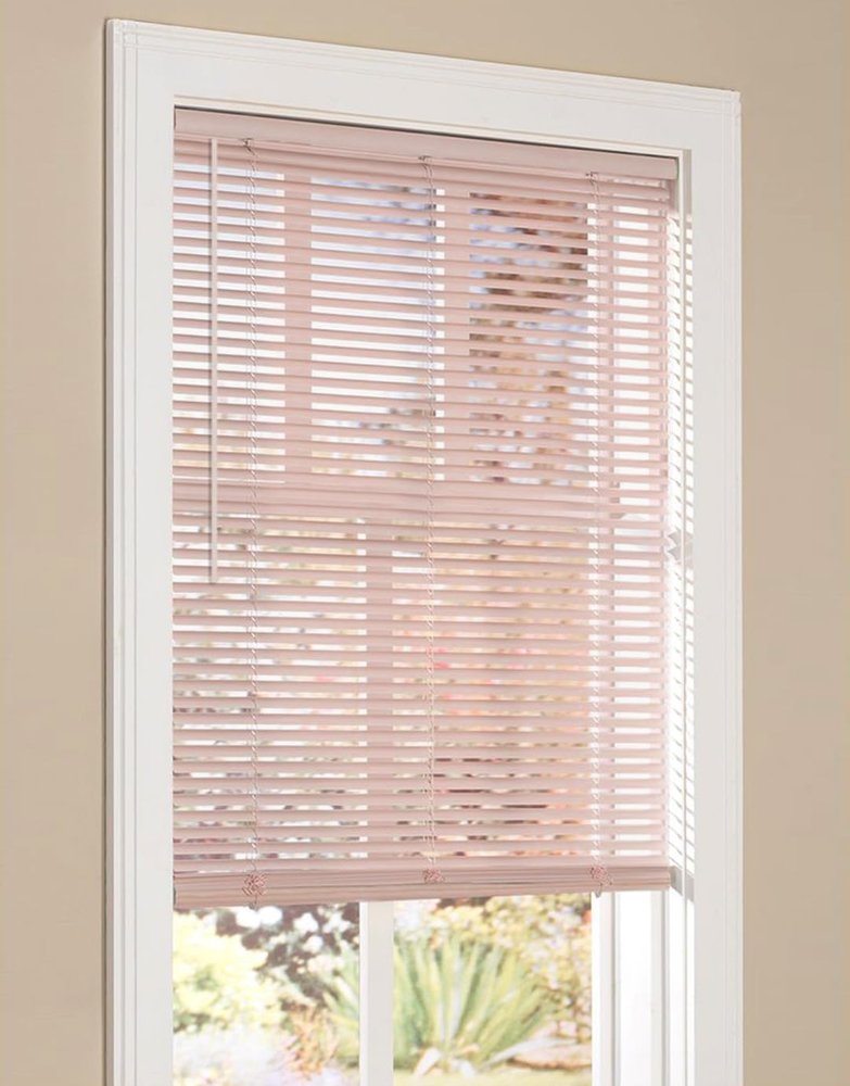Custom 1 Inch Aluminum Blinds for Windows Cordless Mini Venetian Blinds Mini Blinds Aluminum Blackout Horizontal Blind for Bathroom Office RV. Light Pink,53" W x(12" H to 98" H Customize)