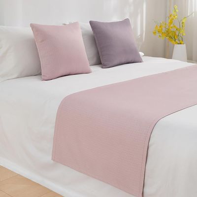 HSTANGKY Hotel Bed Runner Bed Scarves Soft Bed Throw Luxury Bedding Decoration Soft Bedspreads Protection Modern Solid Colour Bed End Towel for Bedroom,Wedding Room-Pink||Full/Double 19.7 x 82.6