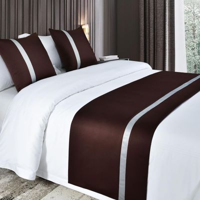 HSTANGKY Hotel Bed Runner Bed Scarves Skin-Friendly Solid Color Coverlet Silky Soft Bedspread Protection Modern Bedding Decoration for Bedroom,Wedding Room,Guesthouse-Brown||Full/Double 19.7 x 82.6