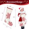 KCFESTIHUE Christmas Stocking 20" Snowflakes Embroidery Xmas Stockings Fireplace Hanging Holiday Decorations for Family Tree Fabric Red view 2