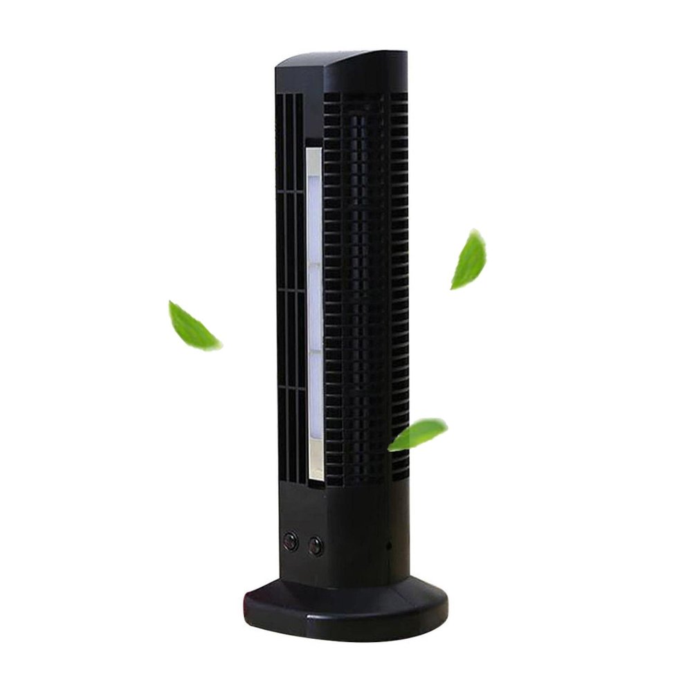 CAJDEOPYE Tower Fan, Small Stand up Desk Fan, with 2 Speeds, 2 Dimming Adjustable Angle Night Light, USB Power, Personal Bladeless Fan for Home Bedroom Office, Electric Table Fan /1301