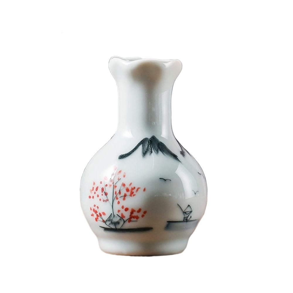 SGeneE Jingdezhen Handmade Ceramic Ornaments,Hand-Painted Porcelain Vase,Flower Vase Decoration,Hand-Painted Flowers and Birds,High Temperature Firing,Pure Traditional Handmade (G)
