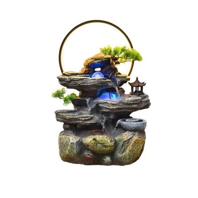 thalo Tabletop Fountains Rockery Flowing Water Desktop Fountain Ornaments Circulating Water Feature Tea Room Desktop Fortune Feng Shui Wheel Indoor Waterfall Feature