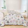 Christmas Pink Tree Quilt Twin Bedding Set, Contemporary Minimalist Grey Lightweight Summer Quilt with Pillow Shams 3 Pieces Microfiber Soft Quilt Set Bedspread Coverlet for All Seasons view 3