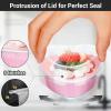 EUSOAR Heart Shaped Baking Pans, 3.4oz 50pcs Pink Foil Baking Cups with Plastic Lids, Mini Cupcake Muffin Liners, Pie Ramekins Desserts Pudding Creme Brulee Souffle Cups Holder for Wedding Party view 4