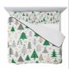 Christmas Green Tree Quilt King Bedding Set, Snowflake Cartoon Grey Geometric Lightweight Summer Quilt with Pillow Shams 3 Pieces Microfiber Soft Quilt Set Bedspread Coverlet for All Seasons view 1
