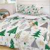 Christmas Green Tree Quilt King Bedding Set, Snowflake Cartoon Grey Geometric Lightweight Summer Quilt with Pillow Shams 3 Pieces Microfiber Soft Quilt Set Bedspread Coverlet for All Seasons view 2