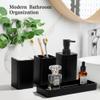 YMXYJM Bathroom Accessories Set, 4 Pcs Bathroom Accessory Set, Soap Dispenser, Toothbrush Holder, Qtip Holder Set, Bathroom Sets Complete, Bathroom Sink Set for Modern Home,Matte Black view 3