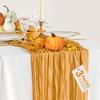 3 Pack Gold Cheesecloth Table Runner Fall Thanksgiving 35x120 Inch Yellow Cheese Cloth Runner 10FT Boho Rustic Gauze Table Runner for Wedding Baby Shower Birthday Party Decor view 1