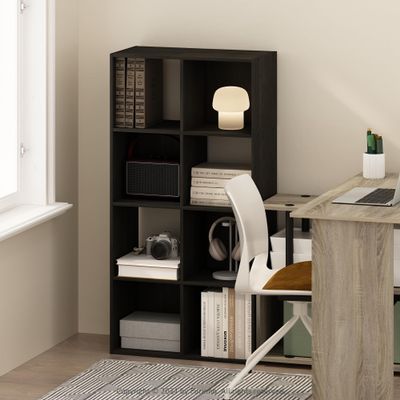 Furinno PELLI Book Shelf, 8-Cube Bookshelf, Horizontal Cube Storage Organizer Bookcase, 11.7 x 23.7 x 47, for Living Room, Bedroom, Home Office, Espresso