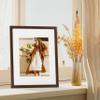 Vittanly 11x14 Picture Frame Set of 4, Display Pictures 8x10 with Mat or 11x14 without Mat, Engineered Wood with Shatter Resistant Plexiglass, Wall Gallery Photo Frames for Wall or Tabletop, Brown view 2