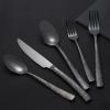 20-Piece Black Silverware Set, Heavy Duty Hammered 18/10 Stainless Steel Flatware for 4, Food-Grade Cutlery Including Fork Knife Spoon, Dishwasher Safe Tableware view 3