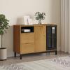 ANYCHOLE Sideboard with Glass Door FLAM 43.3"x15.7"x31.5" Solid Wood Pine,Classic Pine Wood Sideboard with Ample Storage and Display Options Buffets, Dining Room Sideboards view 1