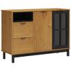 ANYCHOLE Sideboard with Glass Door FLAM 43.3"x15.7"x31.5" Solid Wood Pine,Classic Pine Wood Sideboard with Ample Storage and Display Options Buffets, Dining Room Sideboards view 2