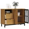 ANYCHOLE Sideboard with Glass Door FLAM 43.3"x15.7"x31.5" Solid Wood Pine,Classic Pine Wood Sideboard with Ample Storage and Display Options Buffets, Dining Room Sideboards view 3