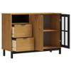 ANYCHOLE Sideboard with Glass Door FLAM 43.3"x15.7"x31.5" Solid Wood Pine,Classic Pine Wood Sideboard with Ample Storage and Display Options Buffets, Dining Room Sideboards view 4
