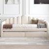 LOONGYOON Twin Velvet Upholstered Daybed Frame with 2 Drawers USB Charging Ports Side Pockets for Kids Teens Adults Bedroom Living Room Strong Wood Slats Support No Box-Spring Required No Noise Beige view 3