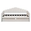 LOONGYOON Twin Velvet Upholstered Daybed Frame with 2 Drawers USB Charging Ports Side Pockets for Kids Teens Adults Bedroom Living Room Strong Wood Slats Support No Box-Spring Required No Noise Beige view 4