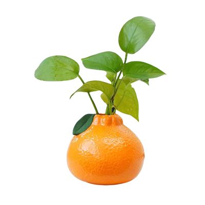 Ceramic Orange Vase, Creative Orange Hydroponic Small Vase, Simulation Fruit Flower Pot Crafts, Cute Orange Fruit Shape Flower Vase, Tabletop Decorative Vase, for Home Kitchen Office Decor