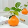 Ceramic Orange Vase, Creative Orange Hydroponic Small Vase, Simulation Fruit Flower Pot Crafts, Cute Orange Fruit Shape Flower Vase, Tabletop Decorative Vase, for Home Kitchen Office Decor view 3