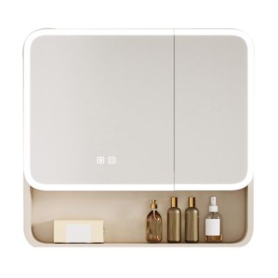 Dual Touch Smart Bathroom Mirror Bathroom Mirror Cabinet Wall Mounted Mirror Mirror Cabinet Led Bathroom Mirror Cabinet Fog Double Door Hanging Cabinet Aluminum Mirror Cabinet Curved Corners(70cm)
