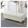 Fodalob Modern Tufted Storage Bench Ottoman, Velvet Box Ottoman with Gold Base & Button Trim, Upholstered Bedroom Bench for End of Bed, Living Room(Cream White,80 * 40 * 40cm) view 1