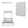 Harper & Bright Designs Queen Size Murphy Bed, Wood Queen Wall Bed Cabinet Bed, Rustic White view 2