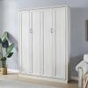 Harper & Bright Designs Queen Size Murphy Bed, Wood Queen Wall Bed Cabinet Bed, Rustic White view 3