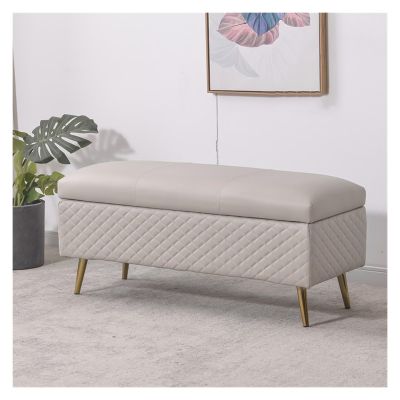 Fodalob Luxurious Storage Bench Ottoman, Modern Upholstered Entryway Bench for Living Room, End of Bed Footrest w/Flip-top Cushion for Lounge Bedroom Hallway(Style 6,80x40x45cm)